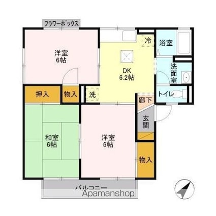 メゾン森ＰａｒｔⅢ・Ⅴ[3DK/53.76m2]の間取図