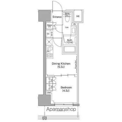 ザ・パークハビオ滝野川[1DK/25.8m2]の間取図