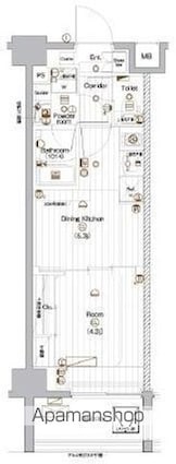 東京都世田谷区瀬田２丁目[1DK/25.51m2]の間取図