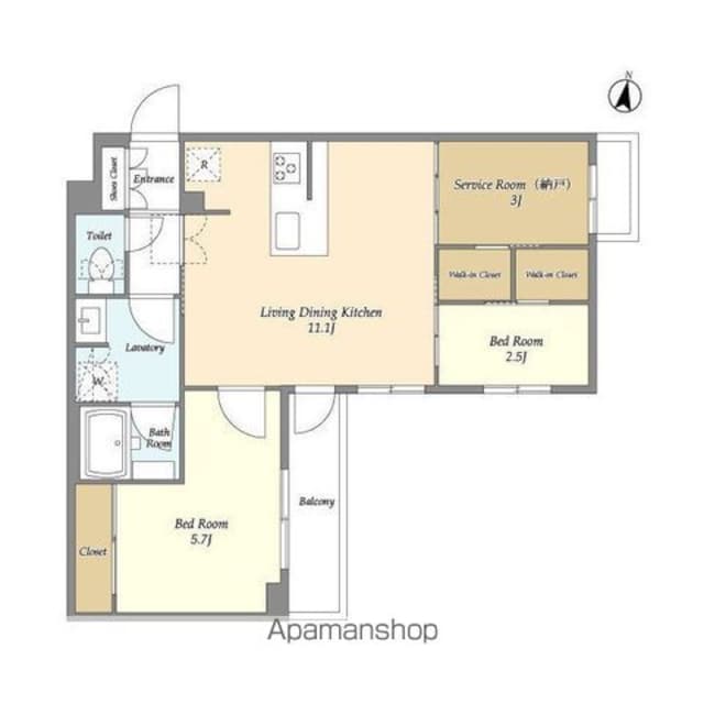 アジールコート練馬中村橋[2SLDK/51.2m2]の間取図