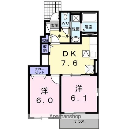 カーサ　サンリット[2DK/45.89m2]の間取図