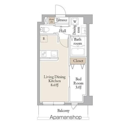 アルファコートお花茶屋２[1LDK/28.83m2]の間取図