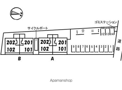 ニューヴァレイ船越　Ａ棟[3LDK/69.51m2]の配置図