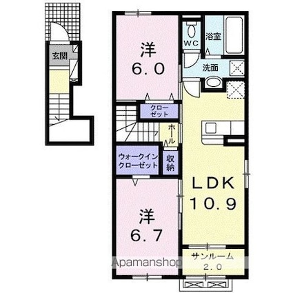 ヴァンヴェールＡ[2LDK/62.13m2]の間取図