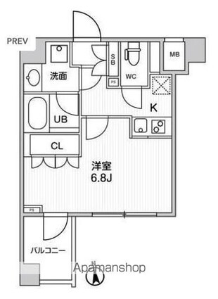 ＡＬＴＥＲＮＡ神楽坂Ⅱ[1K/25.01m2]の間取図