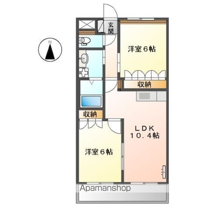 パークサイド　ヴィレッジ[2LDK/51.3m2]の間取図
