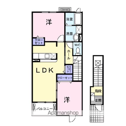 茨城県土浦市右籾[2LDK/58.86m2]の間取図