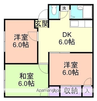 和歌山県和歌山市園部[3DK/50.2m2]の間取図