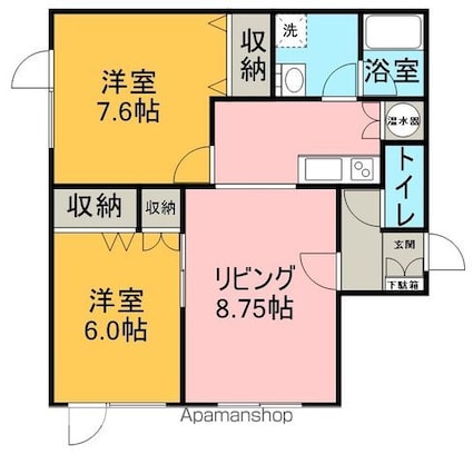 北海道網走市台町３丁目[2LDK/59.2m2]の間取図