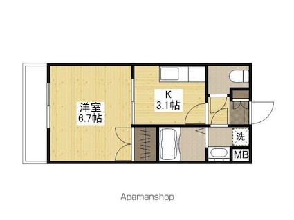 広島県広島市西区井口５丁目[1K/23.48m2]の間取図