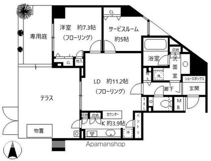 グローリオ御苑内藤町１０１号室[1SLDK/67.36m2]の間取図