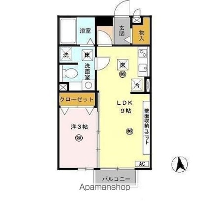 和歌山県和歌山市三葛[1LDK/33.39m2]の間取図