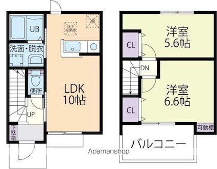 ロゼット[2LDK/53.82m2]の間取図