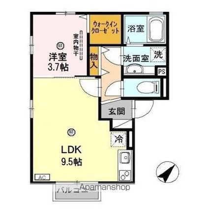 フェリーク[1LDK/35.43m2]の間取図