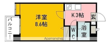 アストレア天山[1K/25.92m2]の間取図