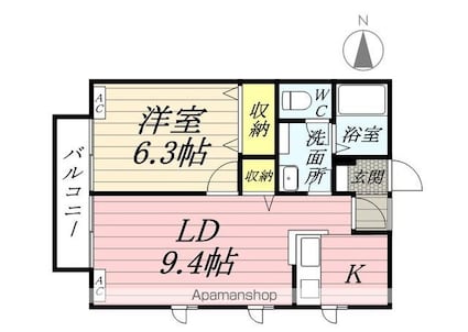 シュシュ[1LDK/40.92m2]の間取図