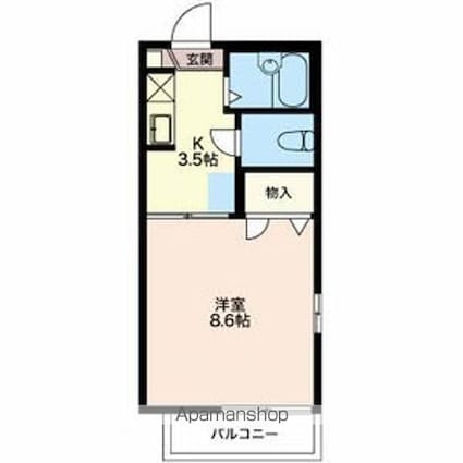 ラフィーネＳ・Ｔ　Ａ[1K/26.46m2]の間取図