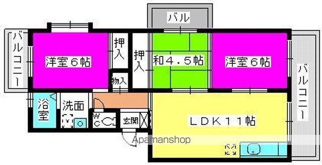 福岡市東区唐原のマンションの間取り