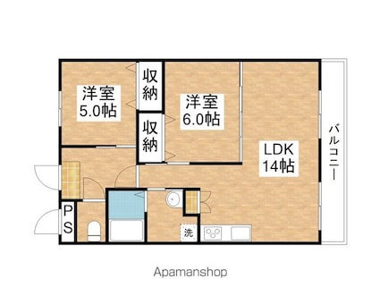 コーポＴＡＭＥＮＡＧＡ[2LDK/60.72m2]の間取図