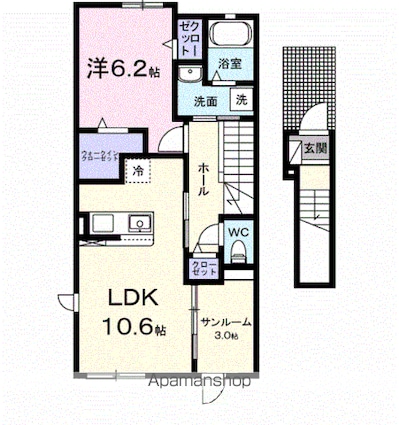 メゾンヒカリ[1LDK/51.64m2]の間取図