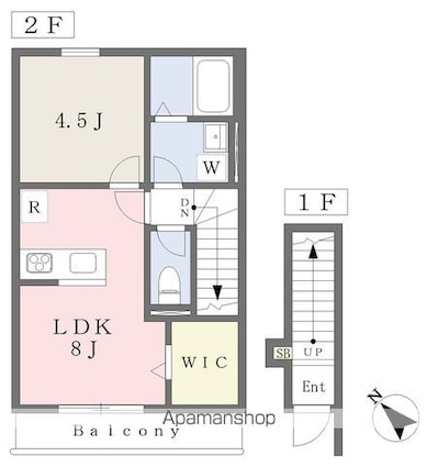 セミデタッチドハウス朝美[1LDK/37.36m2]の間取図
