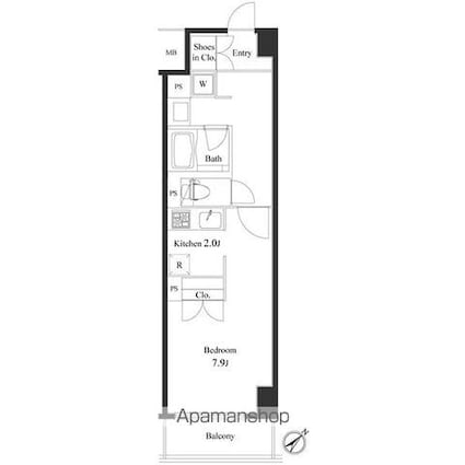 プライマル小石川[1K/31.5m2]の間取図