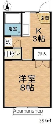 長野県松本市筑摩１丁目[1K/26.4m2]の間取図