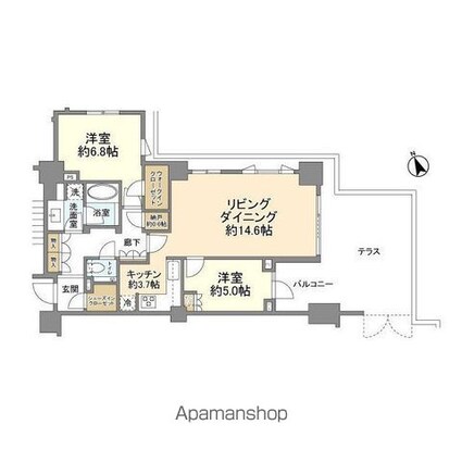 ミッドガーデン赤坂氷川[2LDK/73.11m2]の間取図
