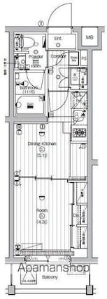 ＰＲＥＭＩＵＭ　ＣＵＢＥ　世田谷ｍｏ[1DK/25.51m2]の間取図