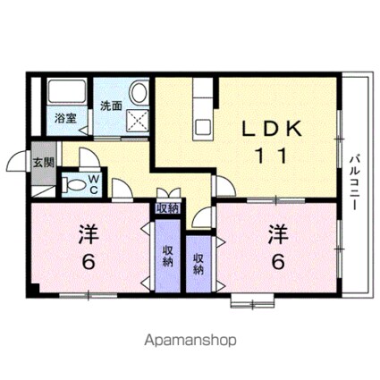 ルミエール伴丈木[2LDK/57.66m2]の間取図