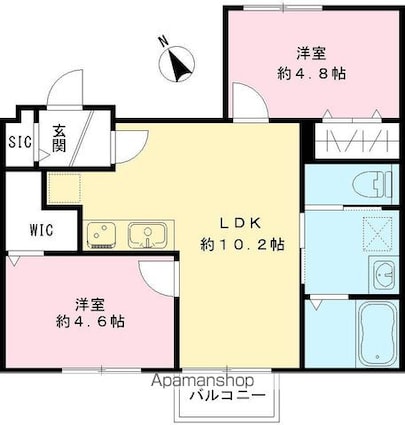 ＴＨＥ　ＨＡＬＥ[2LDK/45.34m2]の間取図