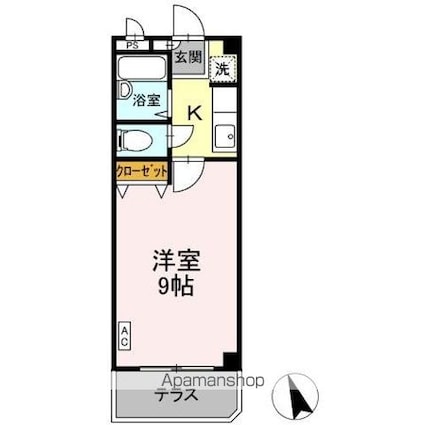 ニューエクセル三宅　Ｆ[1K/24.4m2]の間取図