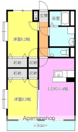 ベルフィオーレ[2LDK/57.19m2]の間取図