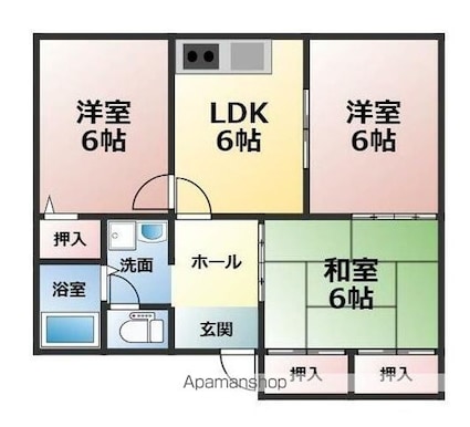 ディアス播磨台[3DK/54.8m2]の間取図