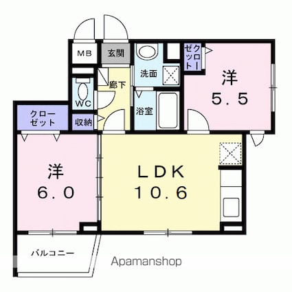 エイチ・エス駒込[2LDK/50.5m2]の間取図