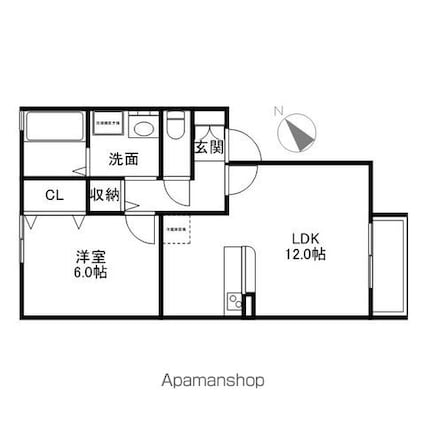 セジュールグランモア[1LDK/44.7m2]の間取図