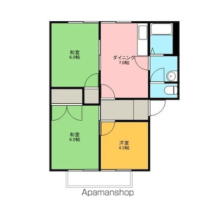 ディアス城山[3DK/46.8m2]の間取図