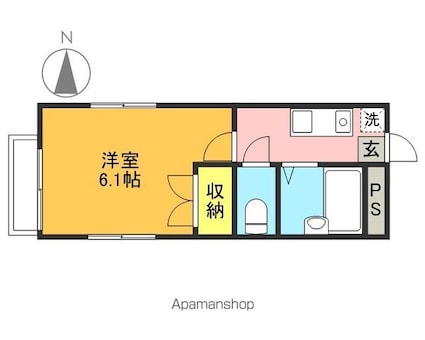 東京都世田谷区代田２丁目[1K/19.87m2]の間取図