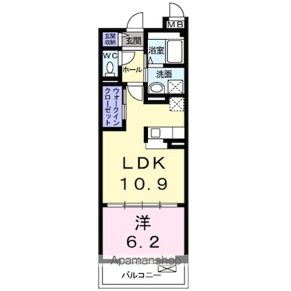 フォンテドミール[1LDK/42.06m2]の間取図