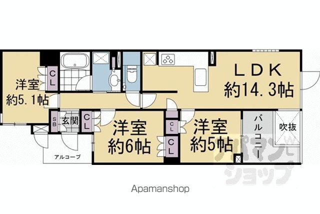プラウド京都東洞院の間取り写真