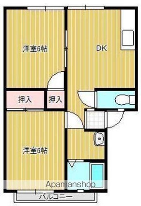 サンライフ久米[2DK/44.29m2]の間取図