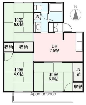 サン・サン・３[3DK/59.59m2]の間取図