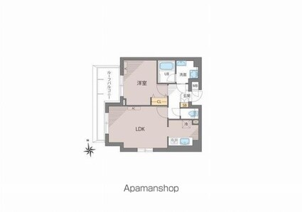 ミリオンガーデン世田谷砧[1LDK/44.4m2]の間取図