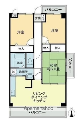 オプスＢＡＮＺＯ[3LDK/66.34m2]の間取図
