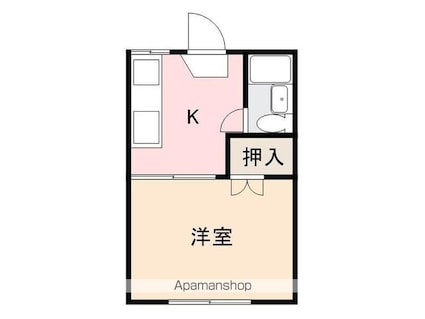 溝渕ハイツ[1K/21.2m2]の間取図