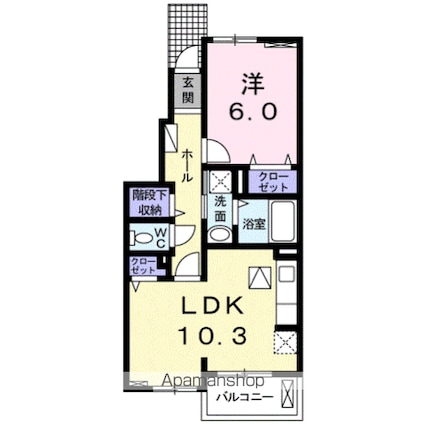 三雲Ｃ[1LDK/43.1m2]の間取図