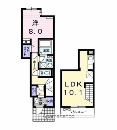 サンヴェール茂原Ｃ[1LDK/50.57m2]の間取図