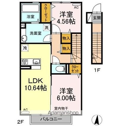 フローリッシュ下北方　Ｂ棟[2LDK/59.58m2]の間取図