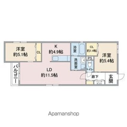 Ｃｅｌｅｎｅｓｔ高岳[2LDK/60.01m2]の間取図