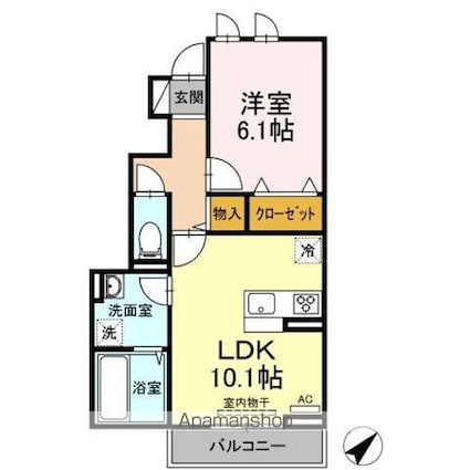 フレンズＩＩ[1LDK/42.13m2]の間取図